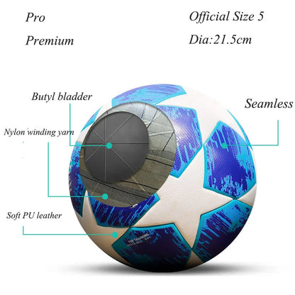 Professisonal Size 5 Soccer Ball 3 layers Seamless For Match  Training Perfect Gifts Also Young Adults Game
